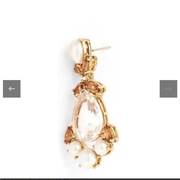 Excellent condition Kate Spade Pearl Amber Crystal Drop Statement Earrings - Picture 2 of 2